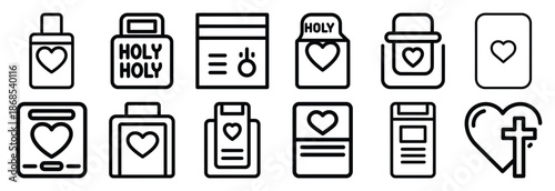 holy love command Outline Icon Set. Maundy Thursday line art icons