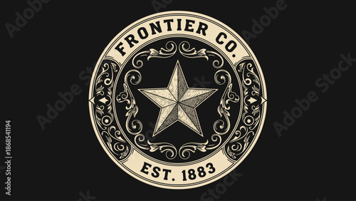 Frontier Co Est 1883 Vintage Emblem with Star.