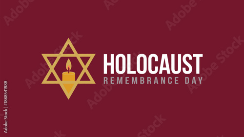 Holocaust remembrance day illustration with star of david symbol on red background for historical memory and human rights awareness