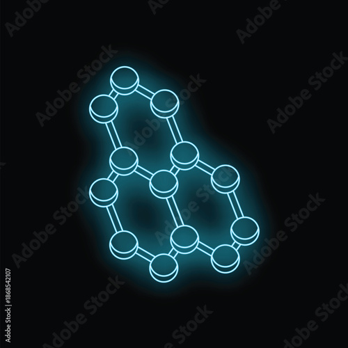Glowing neon blue graphene molecular structure represents nanotechnology, advanced materials, and scientific innovation