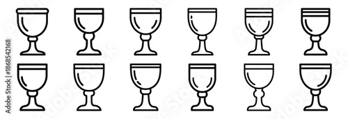 sacred goblet Outline Icon Set. Maundy Thursday line art icons