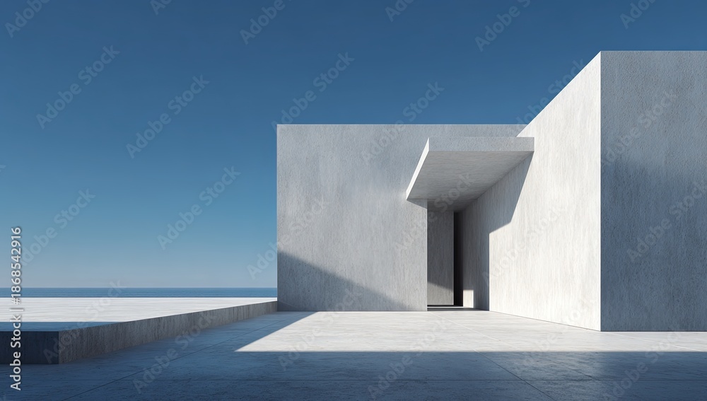 Obraz premium Modern architectural structure under a bright blue sky