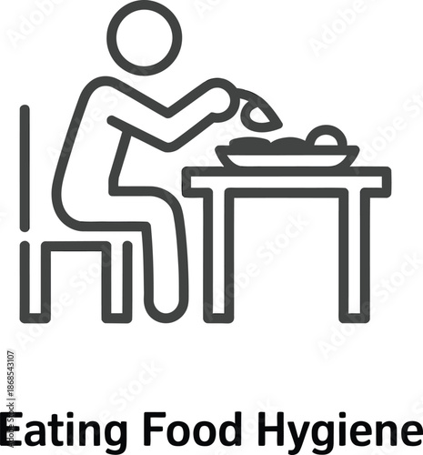 Simple illustration depicting a person eating food with good hygiene practices