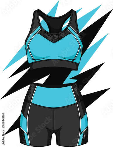 Vibrant athletic wear set with dynamic design elements