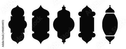 Set of Islamic shape illustration design blank Islamic shape. Islamic shape frame, Arab ornament arch. Ramadan kareem silhouette icon. Mosque gate. Vector illustration. 