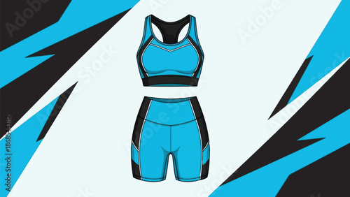 Stunning athletic wear set in vibrant blue and black colors