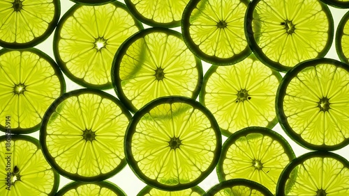Vibrant lime slices in circular array illustration