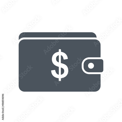 Modern finance concept icon featuring a sleek wallet with a prominent dollar sign, symbolizing economic transactions, personal budgeting, and secure money management