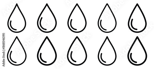 blood drop medical health care outline icon set, line art minimal design