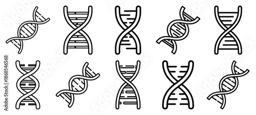 dna helix medical health care outline icon set, line art minimal design