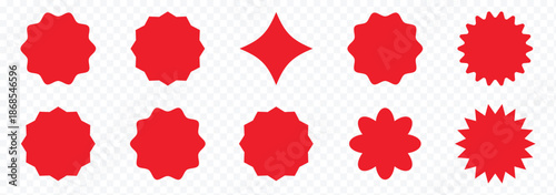 red starburst sale sticker tag icons set vector illustration collection style. Price tag, quality mark badges. Template banner shopping badges. Special offer, discount, sale, shop black friday sticker