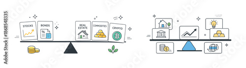 Investment balance: stocks, bonds, real estate, commodities, crypto