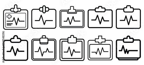 medical chart medical health care outline icon set, line art minimal design