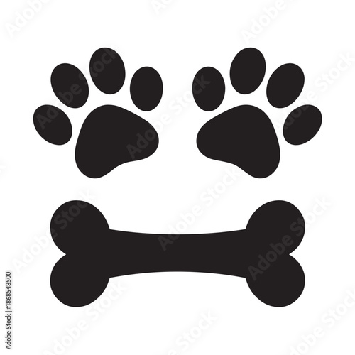 Pet Logo with Dog Paw Prints and Stylized Bone – Branding for Veterinary, Animal Care, or Pet Services