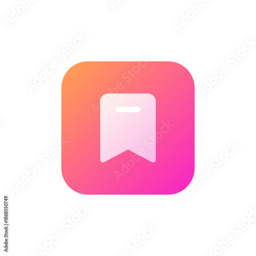 Bookmark icon symbol or save icon button on colorful gradient rounded square, modern flat style for saving, favorites, reading lists, and app UI.
