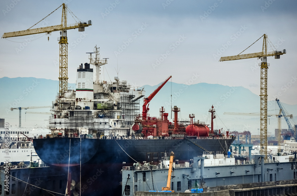 Fototapeta premium Industrial and cruise port of Naples in Italy