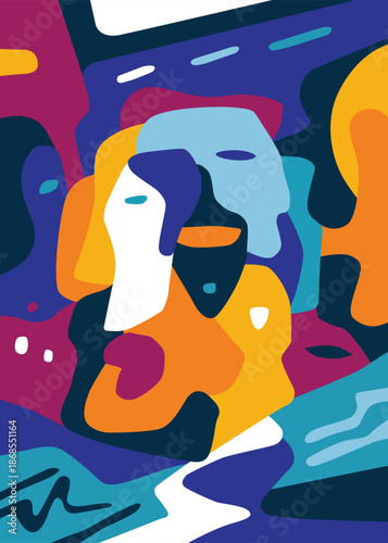 Technology virtual reality of people , artificial intelligence  abstract vector colorful illustration
