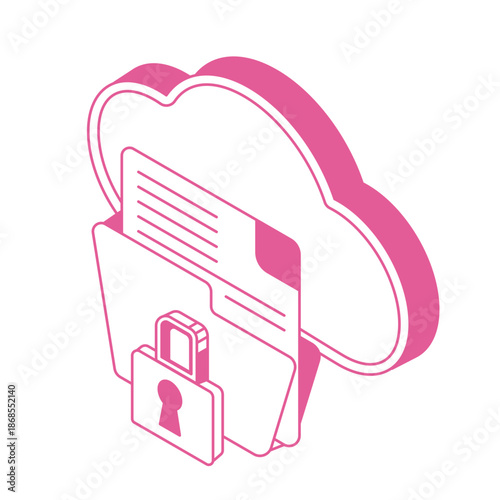 cloud storage security isometric illustration