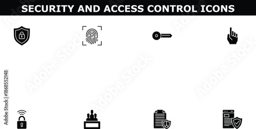 A collection of security and access control icons on a white background