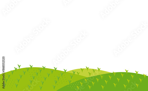 草原と山のナチュラルな風景イラスト