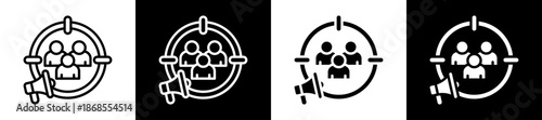 Target Audience Icon Set In Black And White Filled Style Collection
