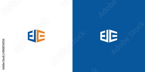 Geometric Es design dual color scheme