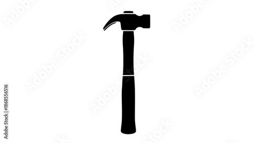 A black silhouette of a hammer on a white background