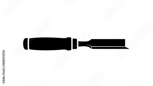 A black silhouette of a chisel on a white background