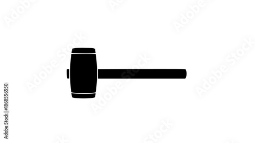A black silhouette of a hammer on a white background