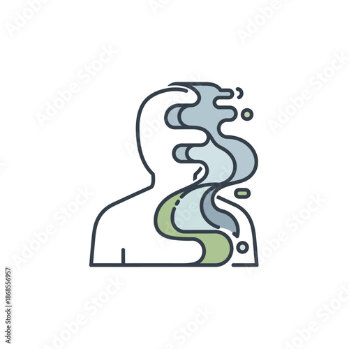 Abstract representation of a person with swirling smoke or vapor emanating from their chest, symbolizing emotions or energy