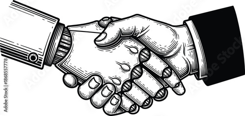 Human Robot Handshake Agreement Collaboration Partnership Business Technology