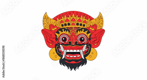 Balinese Barong Mask Traditional Art and Culture.