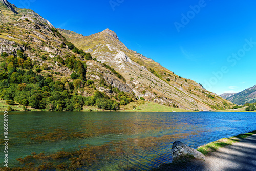 Wonderful altitude lake of Lac d'Estaing in the Lavedan, Hautes-Pyrenees, France.