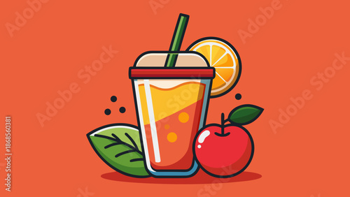 Vibrant fruit smoothie with apple and lemon Vector