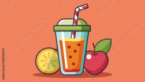 Refreshing fruit smoothie with fresh fruits Vector