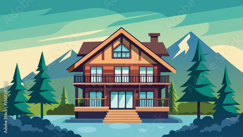 Luxurious mountain lodge Vector