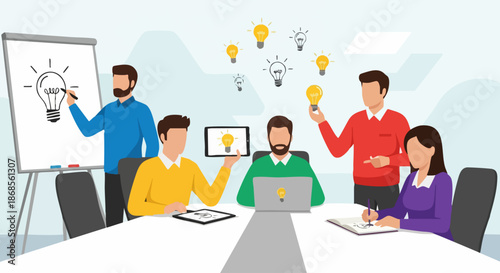 Brainstorming Session with Team Members Generating Ideas.