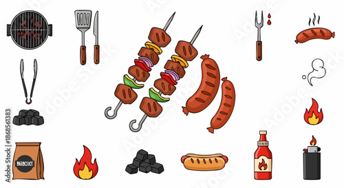 Barbecue Grill Food and Accessories Collection.