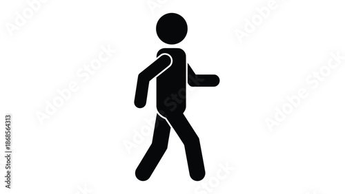 Modern stick figure walking with dynamic movement