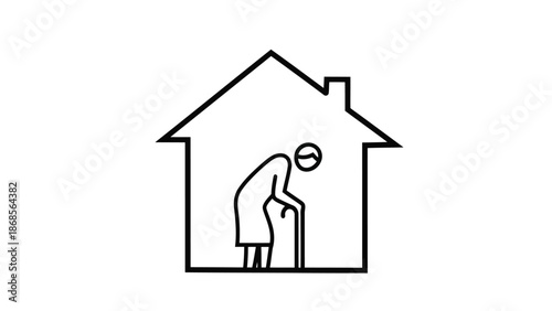 Elderly person with back pain in a house