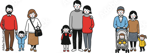 Happy family generations illustration featuring parents children grandparents together showing love care bonding and everyday family life concept