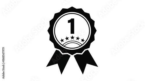 First place winner badge with ribbons and stars