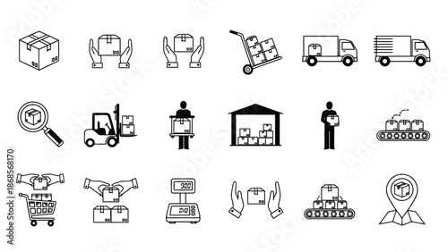 Logistics and shipping icons for business and industry use