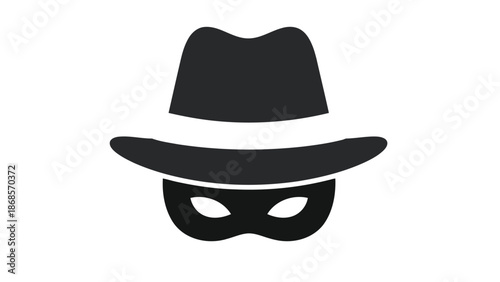 Mysterious figure wearing a black hat and mask