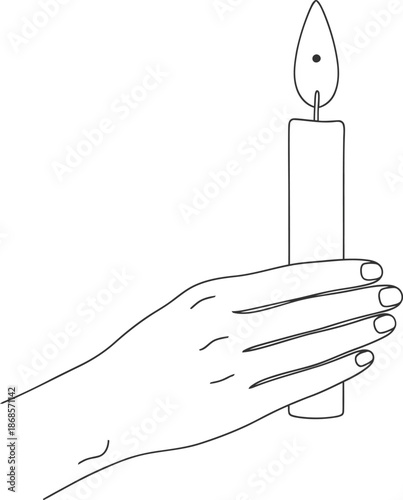 Hand holding a candle with care and caution to avoid burns or accidents
