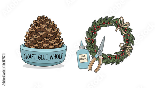 Diy holiday crafts: pinecone centerpiece and festive wreath with natural elements