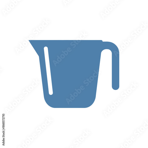 Measuring cup icon, simple blue graphic representing kitchenware for cooking and baking