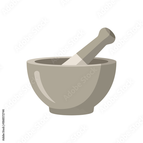 A simple illustration of a mortar and pestle, a traditional tool for grinding and mixing ingredients