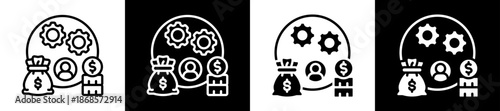 Financial System Icon Set In Black And White Filled Style Collection