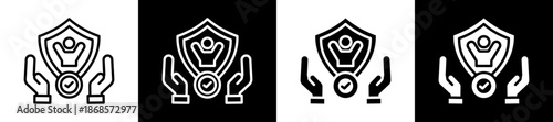 Guardianship Icon Set In Black And White Filled Style Collection